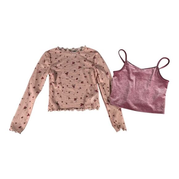 Old Navy 2-In-1 Velvet Cami and Printed Sheer Top For Girls Size Small 6-7 - Picture 3 of 5